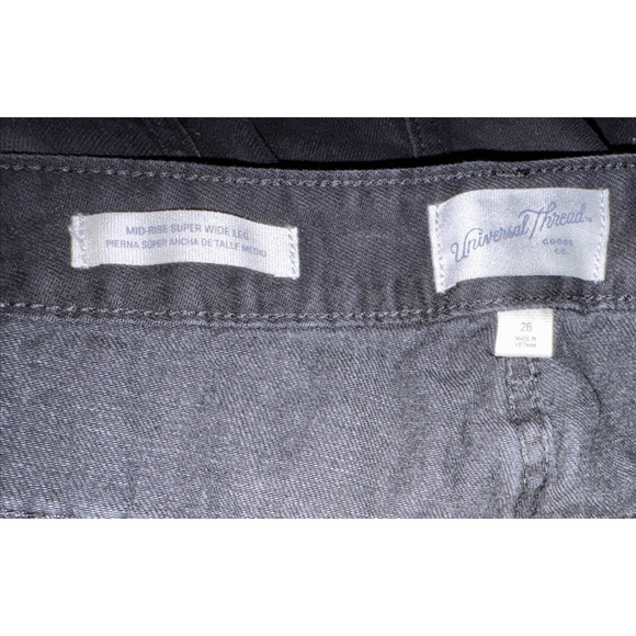 Universal Thread Mid-Rise Super Wide Leg Black Jeans Size 26 - Picture 13 of 14